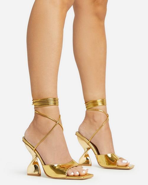 Single strap 2024 gold heels