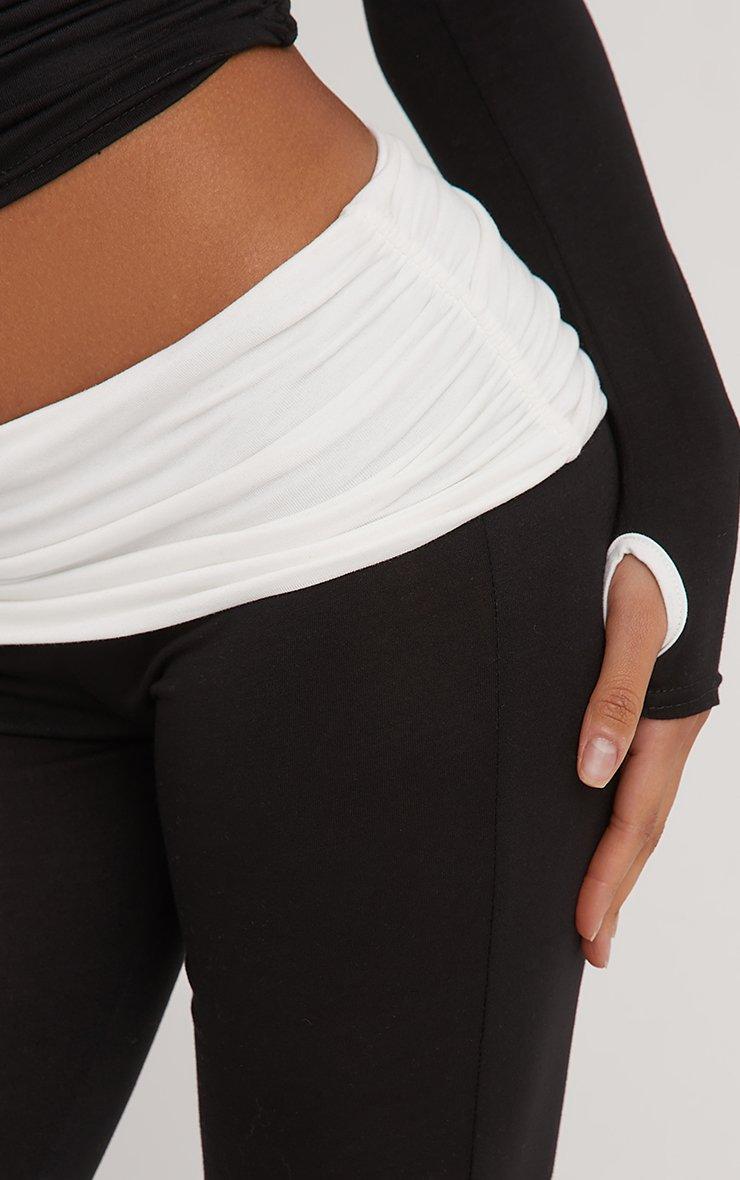 Contrast Fold Over Waistband Flared Trousers In Black | EGO Contrast Fold Over Waistband Flared Trousers In Black | EGO