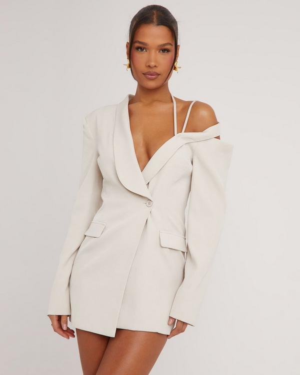 White satin best sale blazer dress