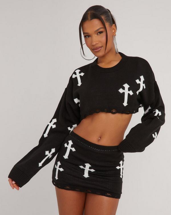 Womens black shop cropped jumper