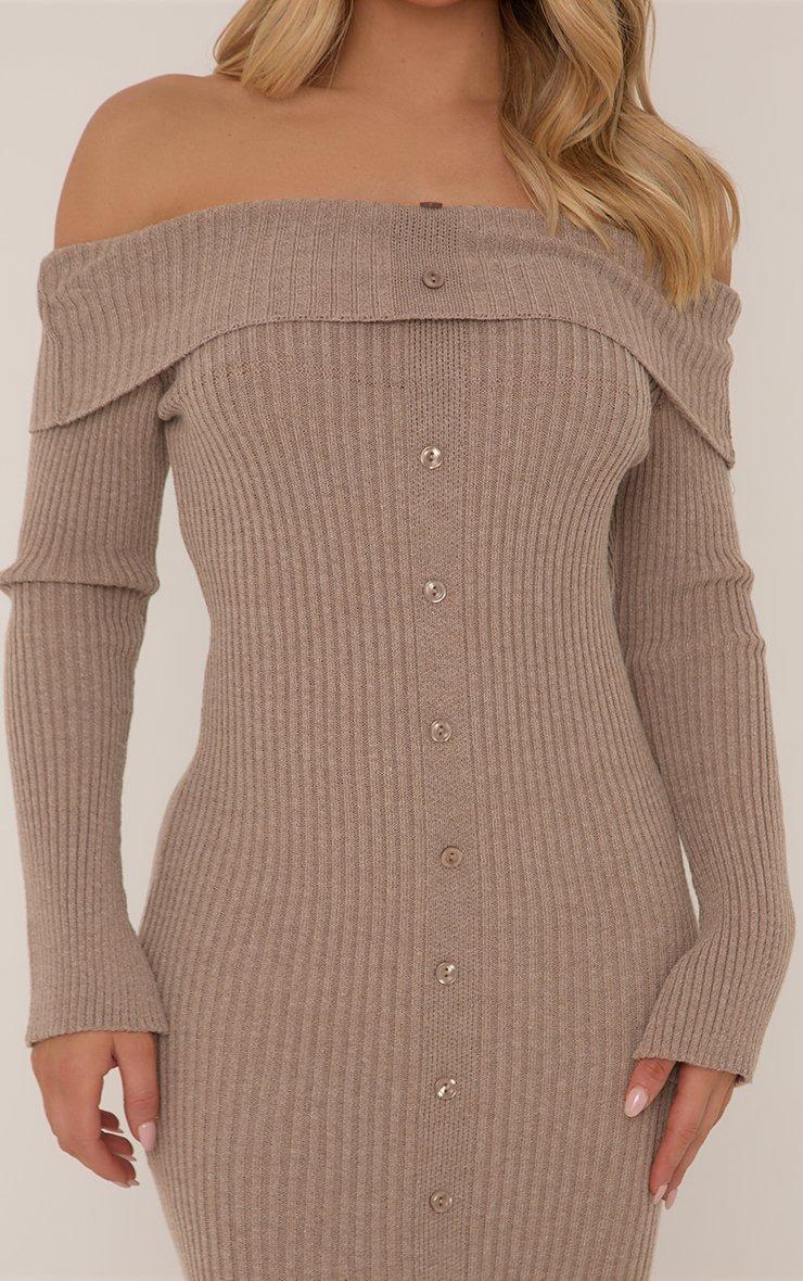 knee length dresses for ladies Plus Size Ribbed Buttoned V-Neck Long Sleeve Dress