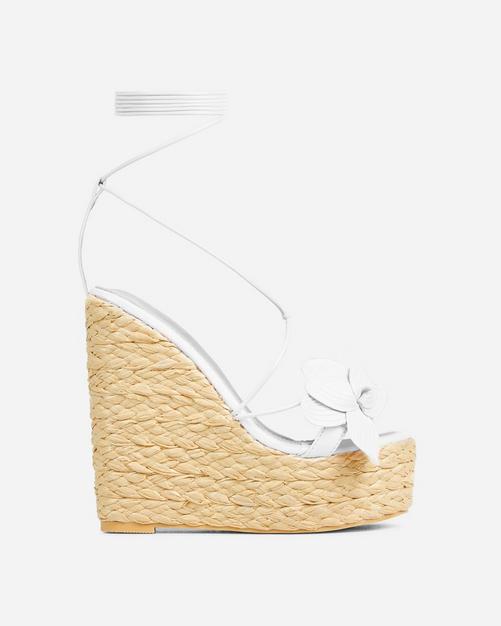 strappy white block heels