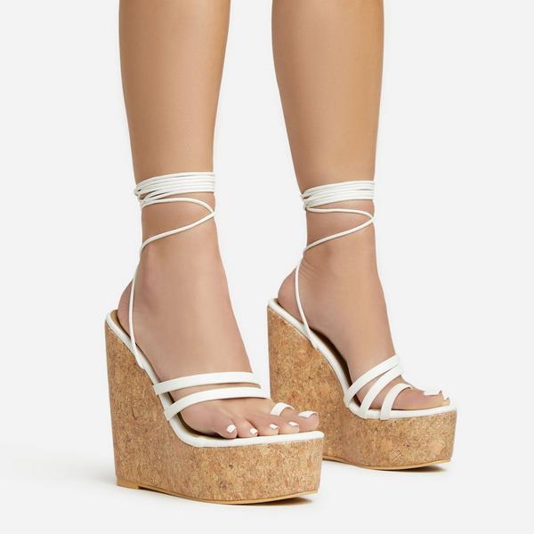 white cork heel