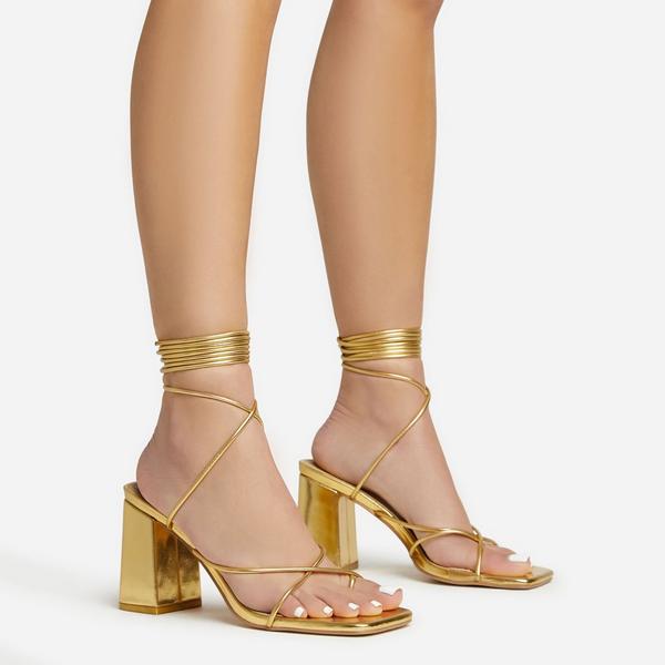 Dark gold block on sale heels