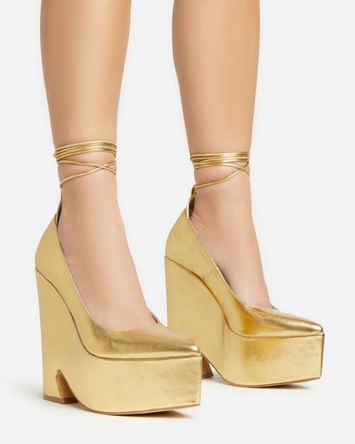 One inch gold outlet heels