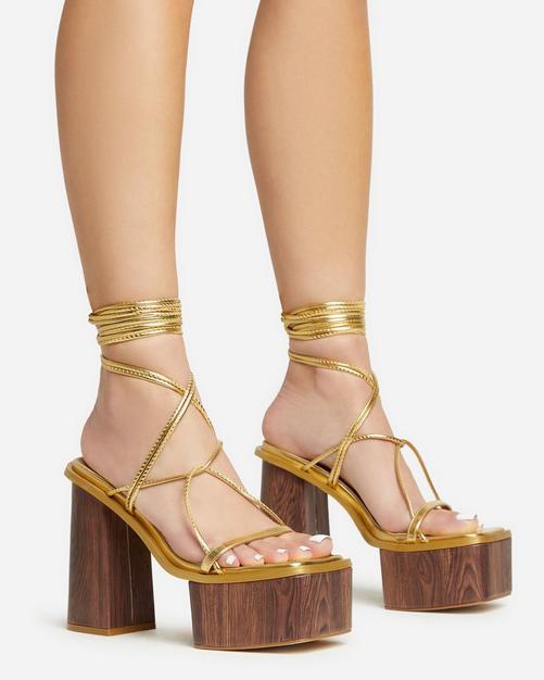 Open toe outlet gold shoes