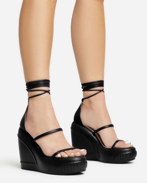  Eldof Womens Wedge Platform Sandals Peep Toe Cross Strap Wedge  Heel 6 Ankle Srap Summer Wedge Heels for Patry Wedding Beige US5