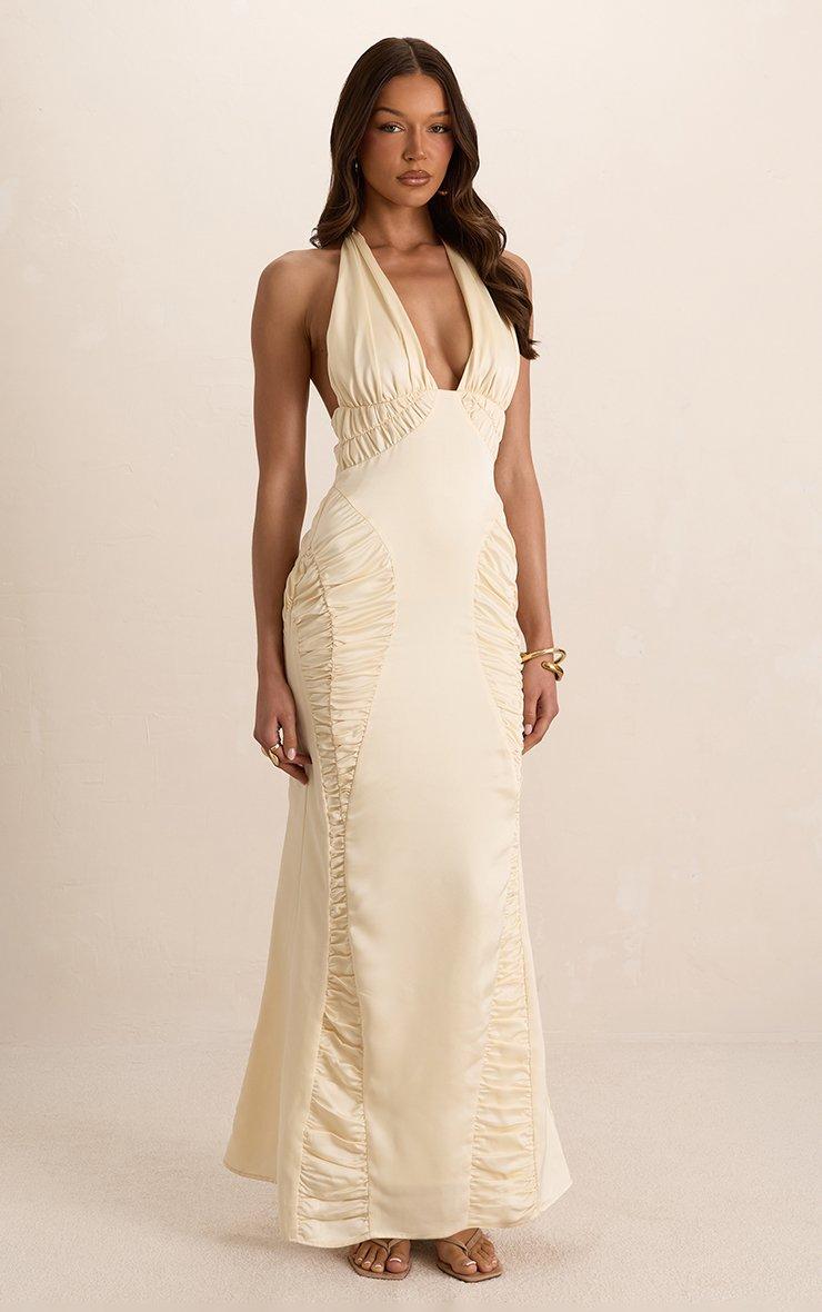 cream maxi evening dress Cream Maxi Dress with Jeweled Top main image 1