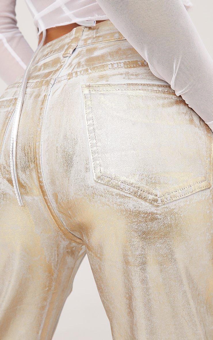 High Waist Straight Leg Jeans In Gold Denim Foil | EGO Shoes High Waist Straight Leg Jeans In Gold Denim Foil | EGO Shoes