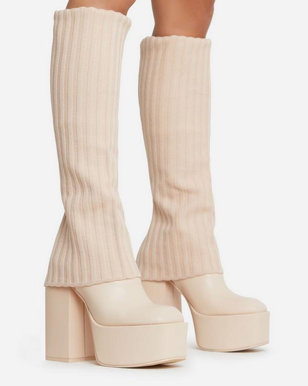 White knit clearance boots