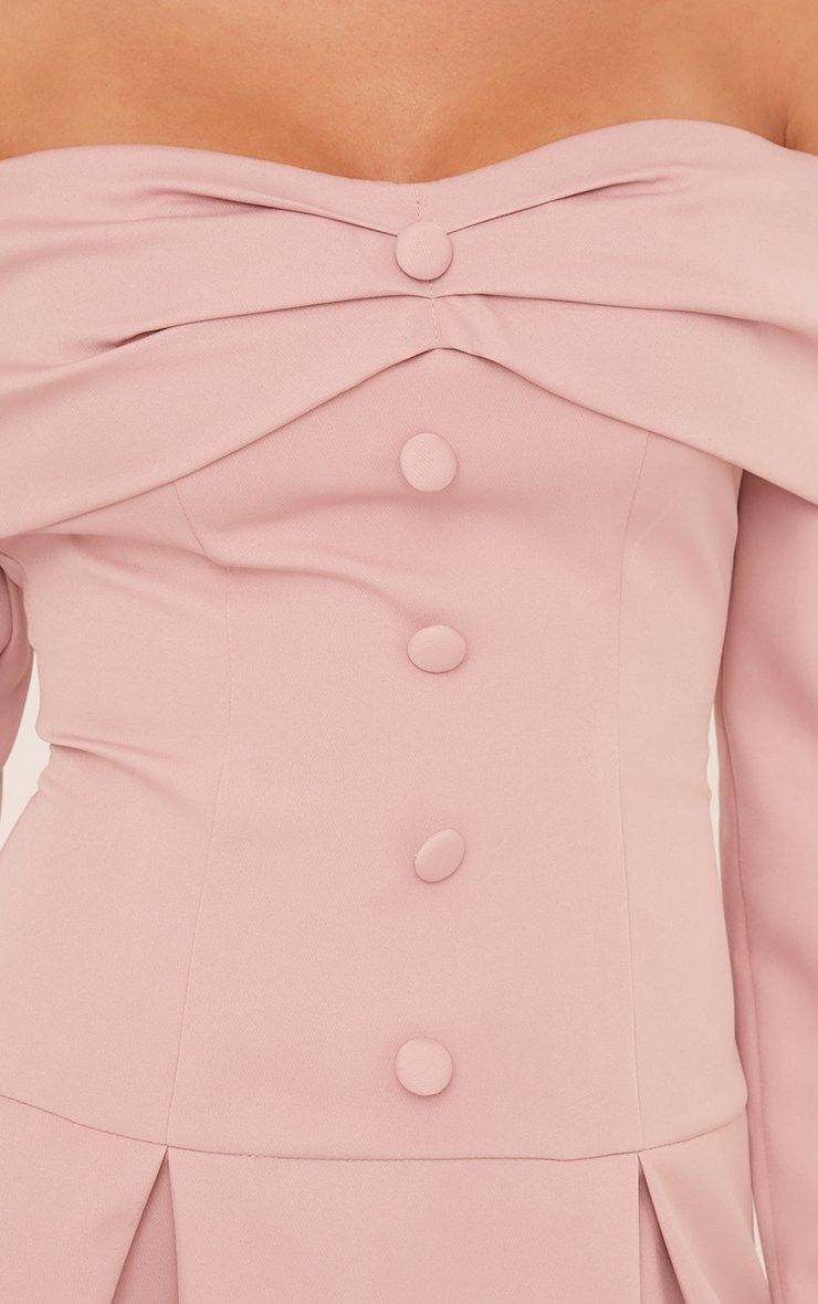 Bardot Button Front Pleated Mini Dress In Dusky Pink Woven | EGO US | EGO