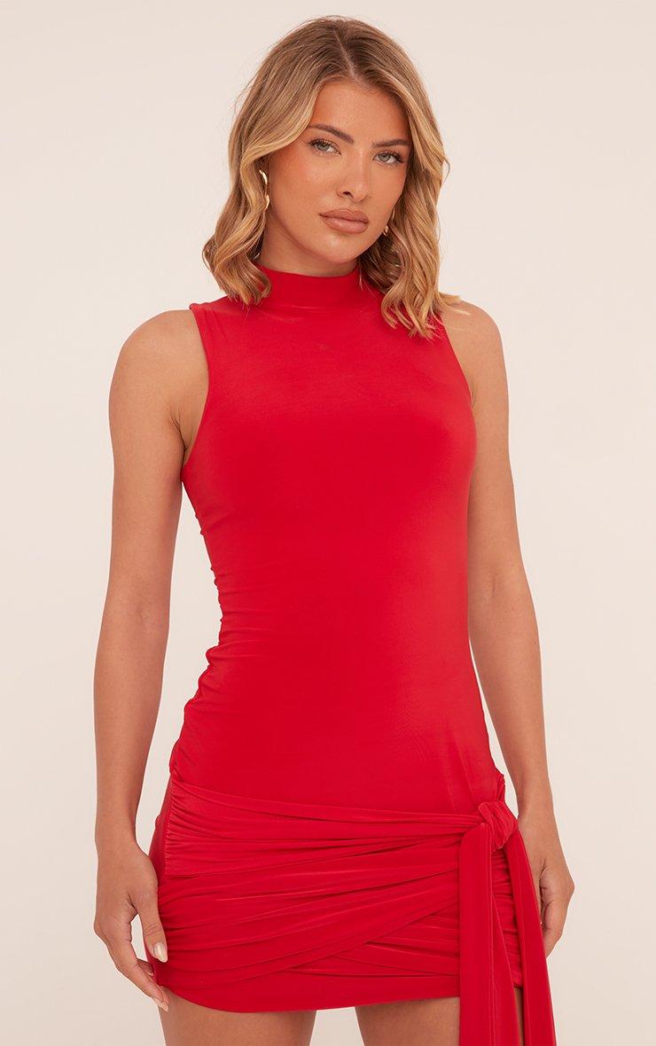 red mini dress flare Lace Fit-&-Flare Mini Dress - Red