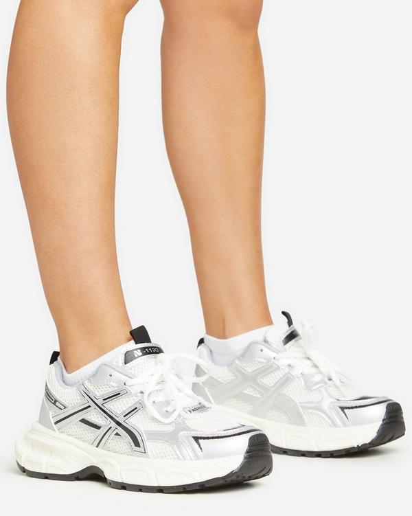 Silver and hot sale white trainers