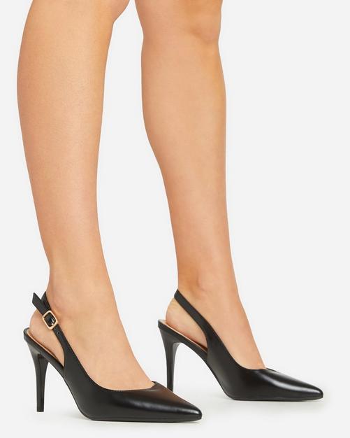 Idole Black Pointed Toe Heels w/ Elastic Straps