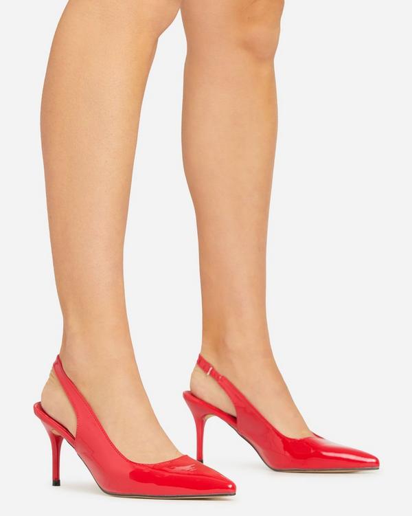 Red suede slingback store pumps