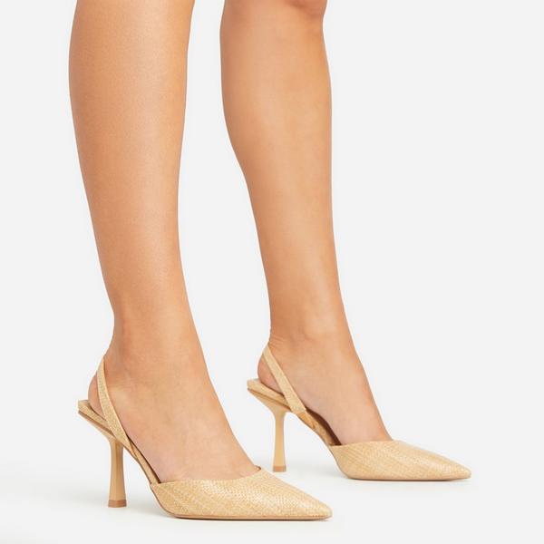 Nude clear high flat heel mule online