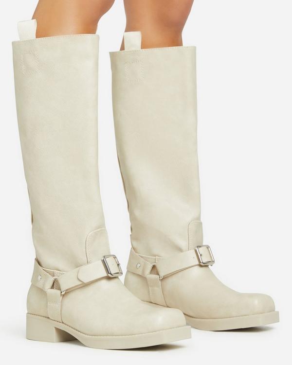 Cream knee deals high boots