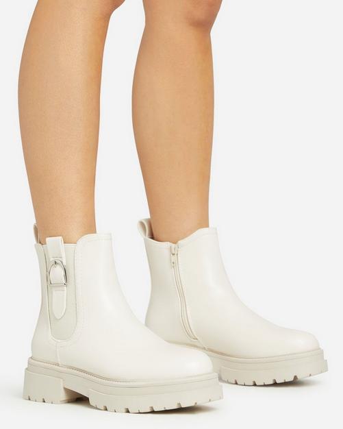 Cream Chunky Boots, Chunky Cream Boots