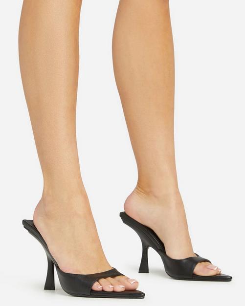 Fusion Peep Toe Perspex Block Clear Heel Mule In Nude Patent