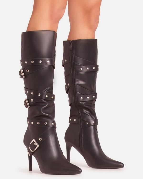 Studded knee high boots sales