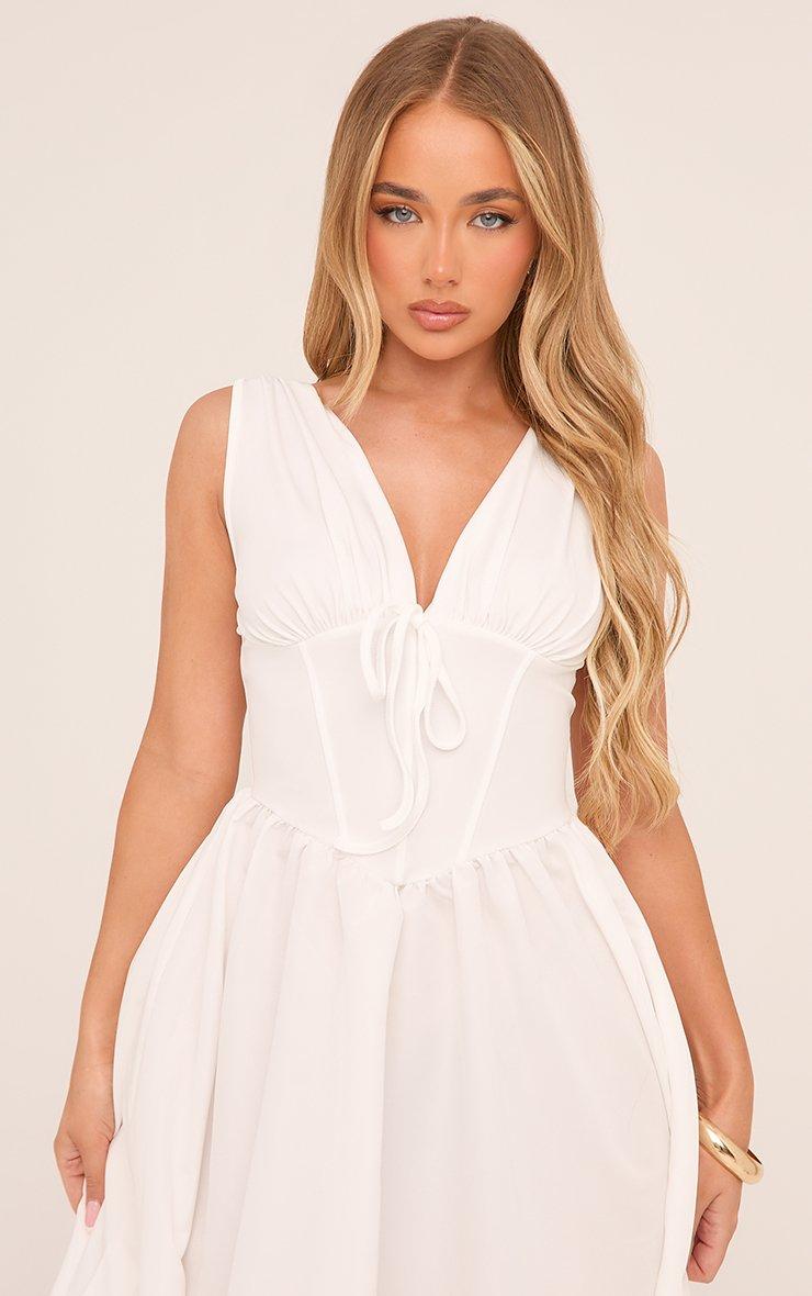 knee length dresses for ladies A-Line Midaxi Dress in Zigzag Pattern in White and Blue main image 1