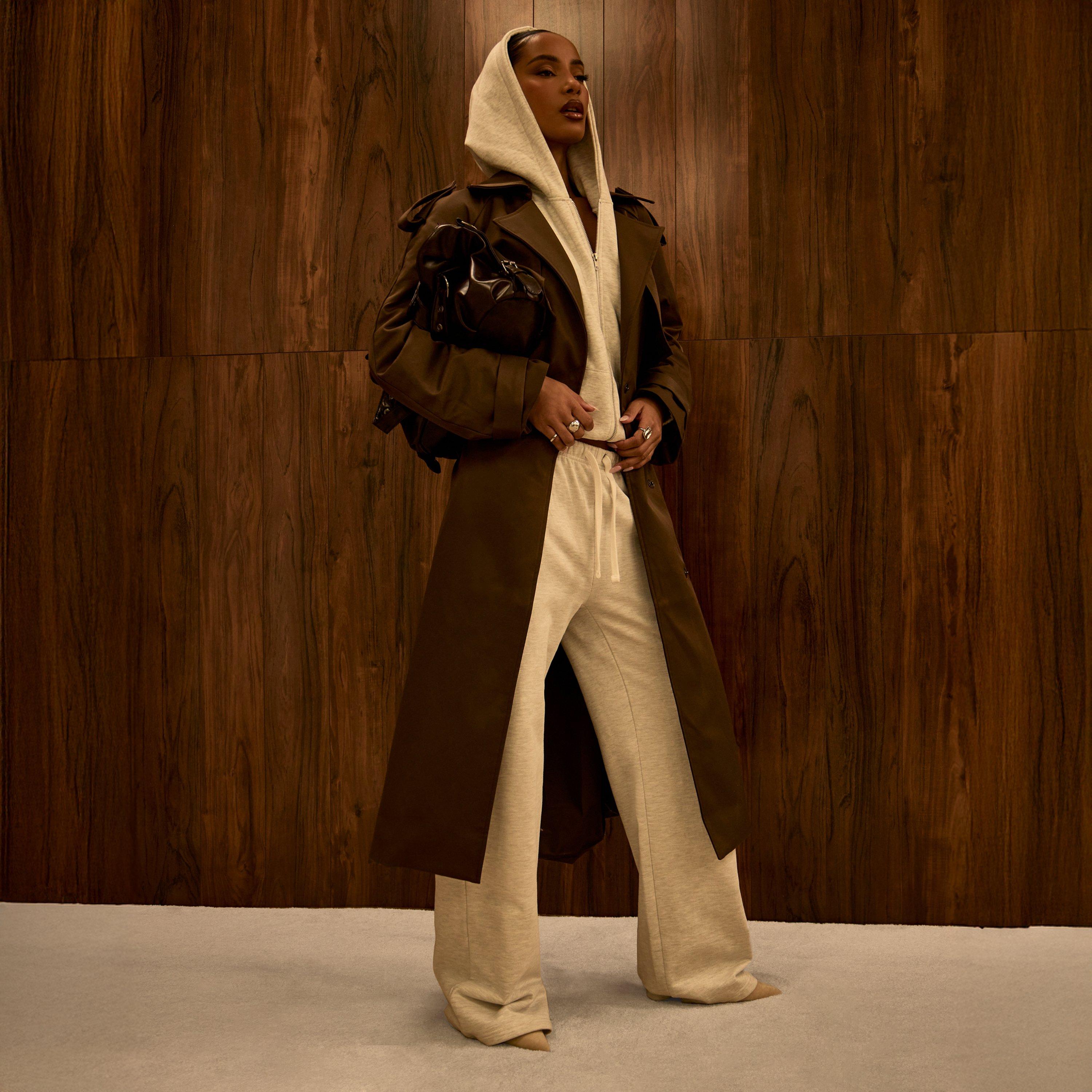 Tie Waist Maxi Trench Coat In Chocolate Brown, Women's Size UK 8