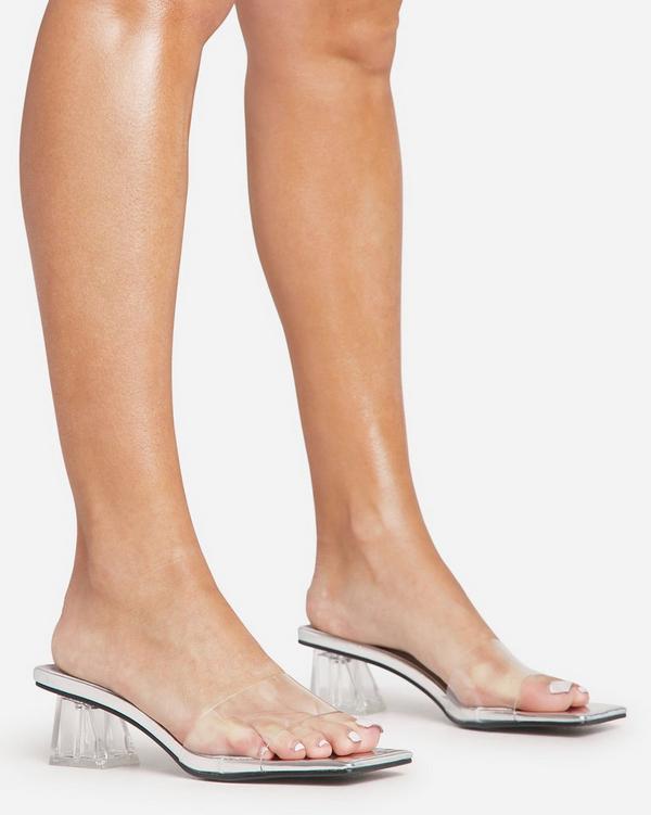 Clear kitten heel mules hotsell