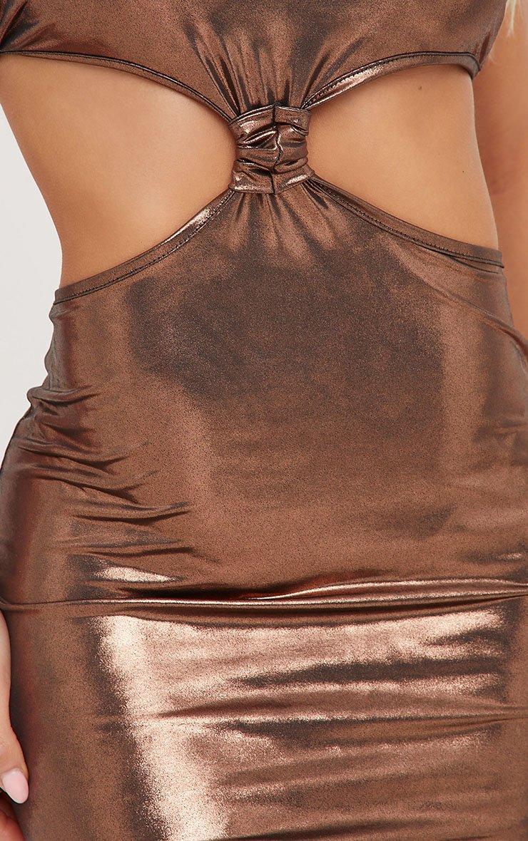 knee length dresses for ladies Zaria Bronze Metallic Long Sleeve Mini Dress XL