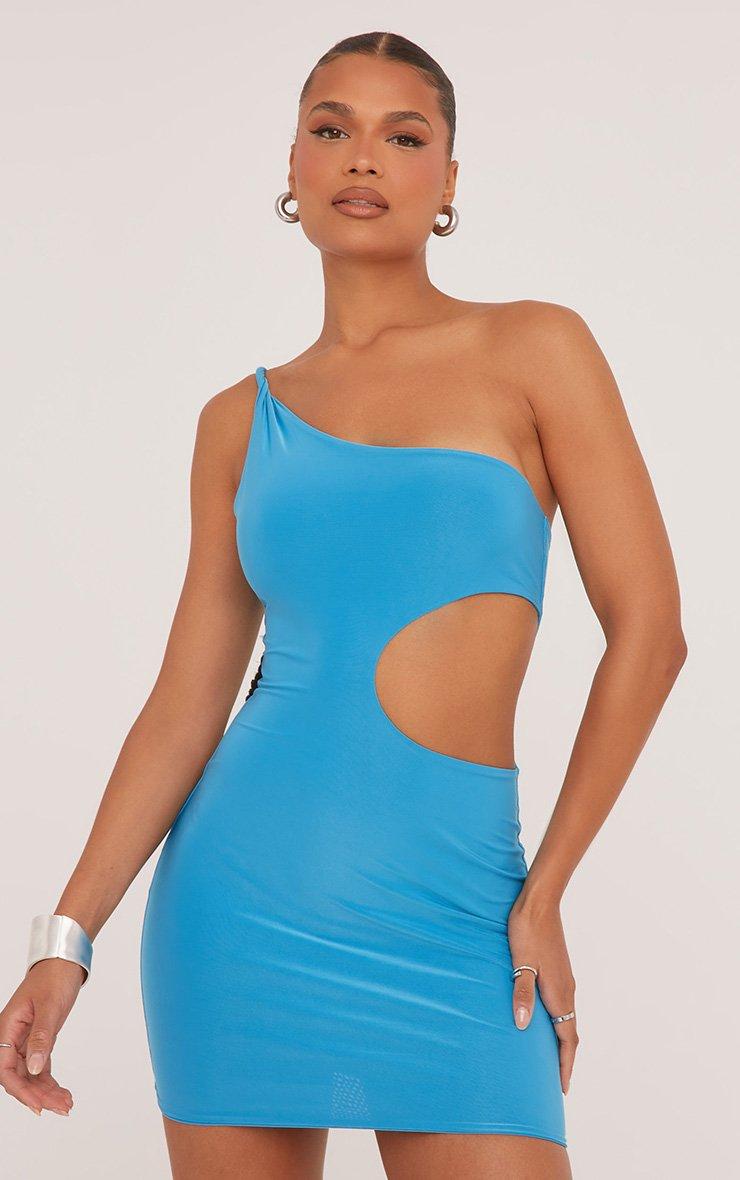 blue dress for baby girl Lais One Shoulder Cut Out Bodycon Mini Dress main image 1