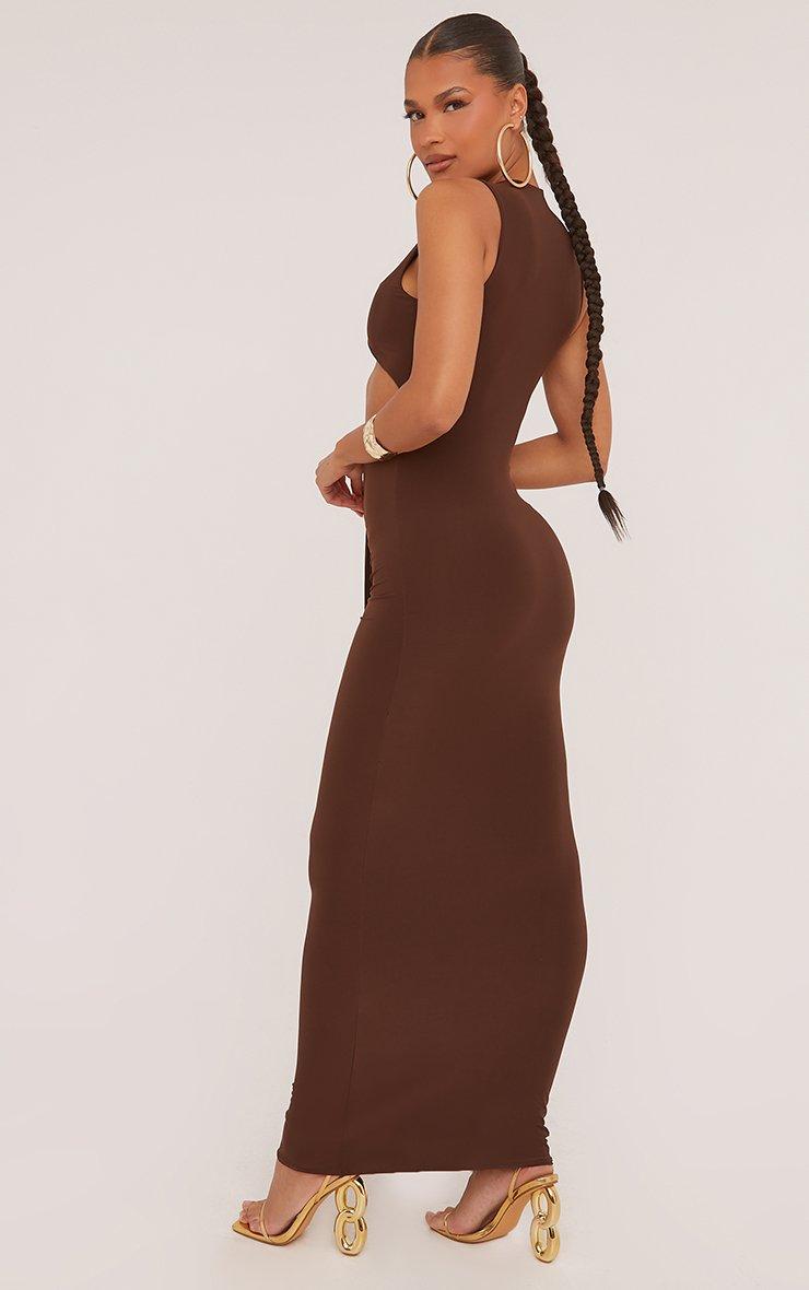 slinky brown dress Elena Brown Slinky Dress - XL Size - Women's Dresses