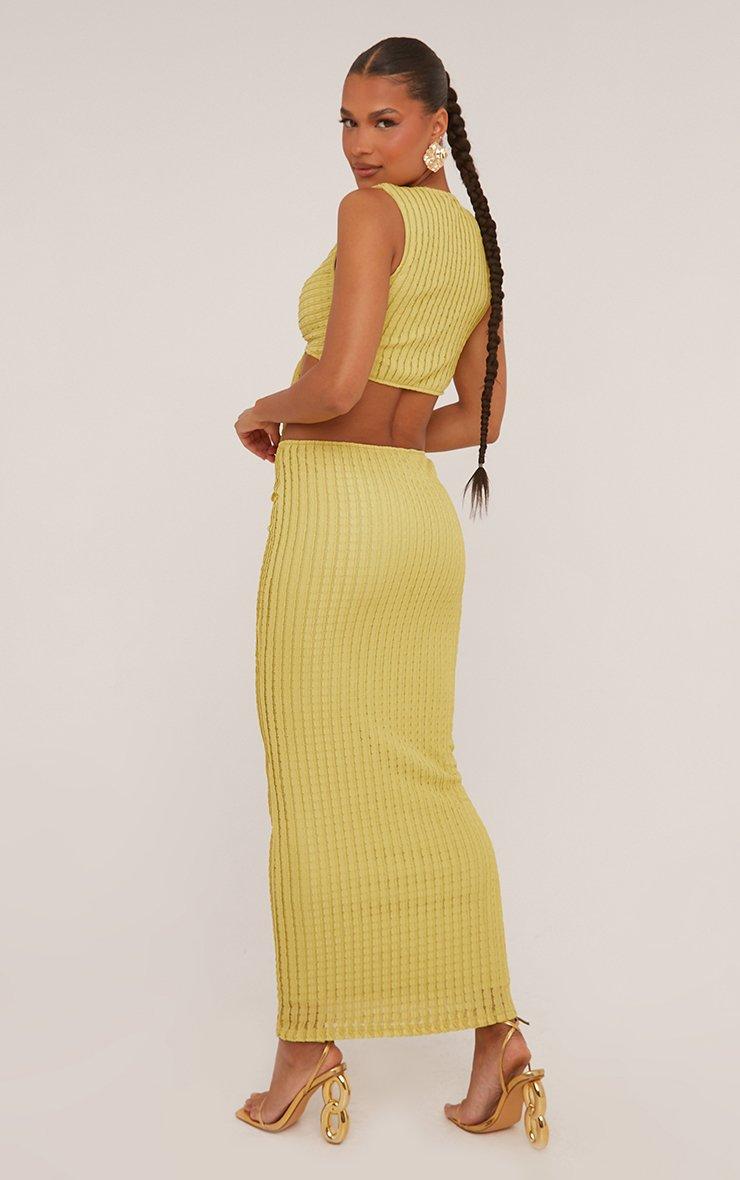 トップス chatmignon Sleeveless Tie Front Crop Top In Chartreuse Texture | EGO CA | EGO