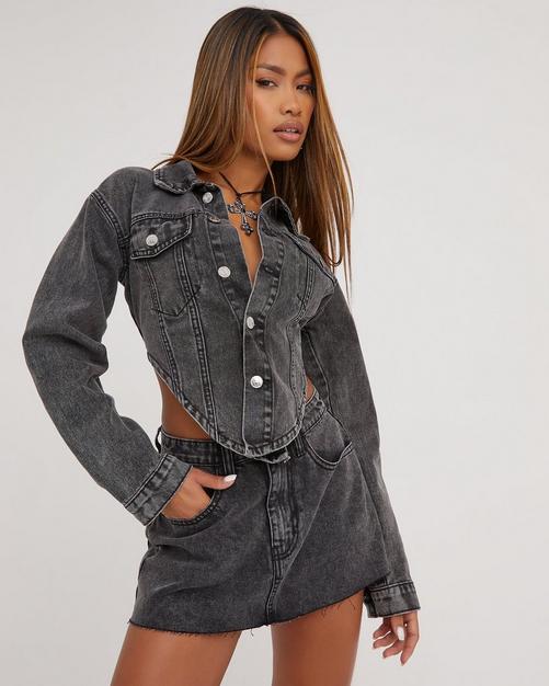 Black denim skirt and jacket best sale co ord