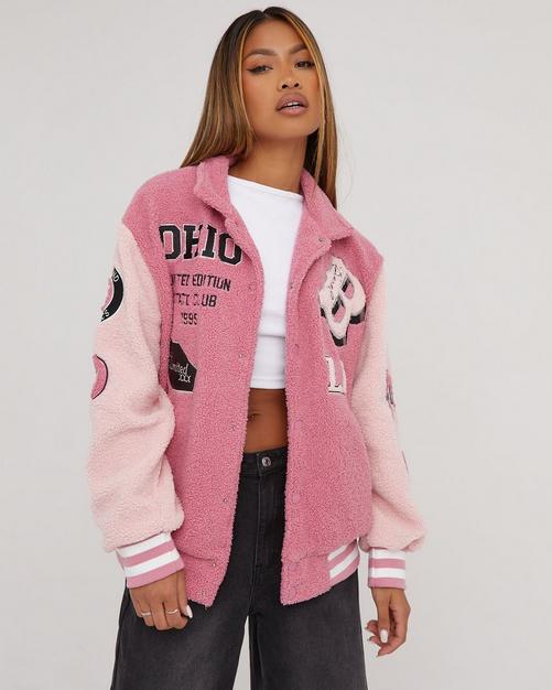 Pink varsity outlet cardigan