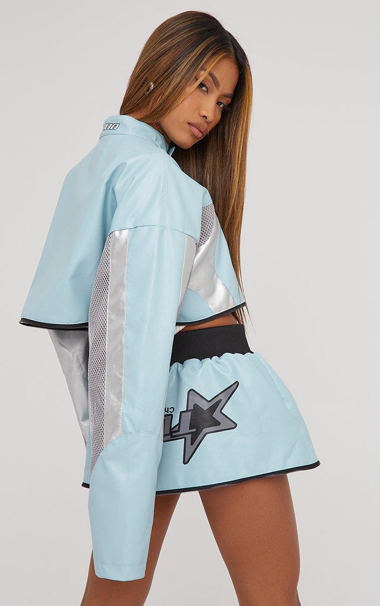 Multifunctional Motocross Contrast Detail Jacket And Mini Skirt Co