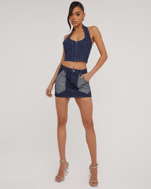 Elouise Buckle Denim Mini Skirt – Beginning Boutique