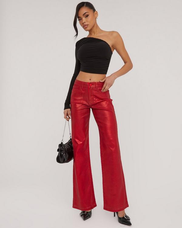 Faux Leather Metallic High Waisted Jeggings