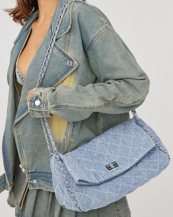 Denim quilted bag clearance