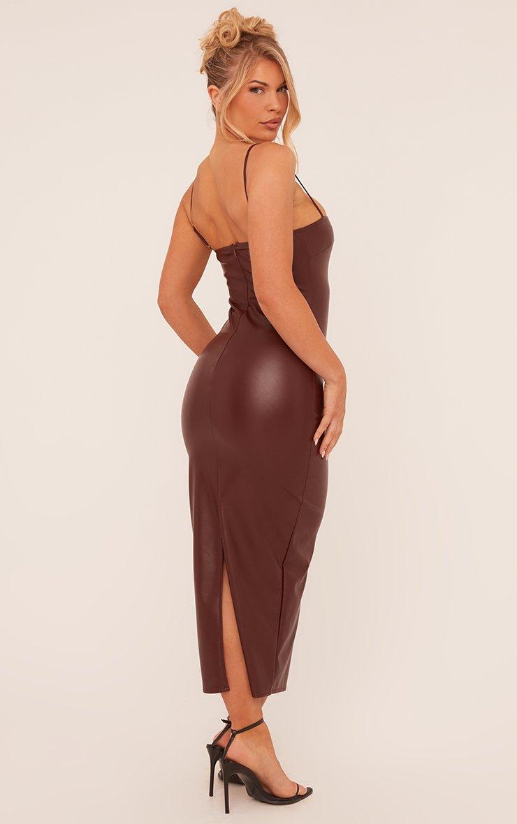 princess polly baby blue dress Strappy Square Neck Maxi Dress In Dark Burgundy Faux Leather | EGO US