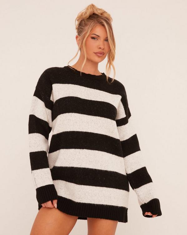 Black and white striped jumper dress hot sale