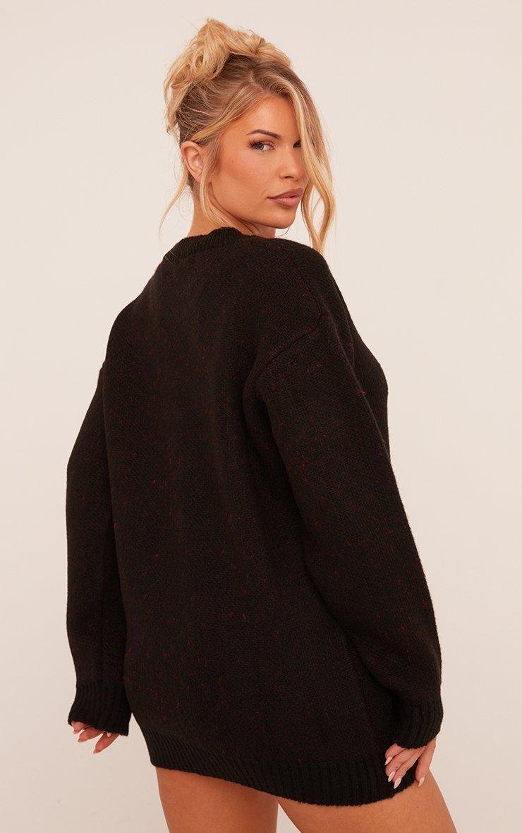 Long Sleeve E Heart Graphic Jumper Dress In Black Knit | EGO US | EGO