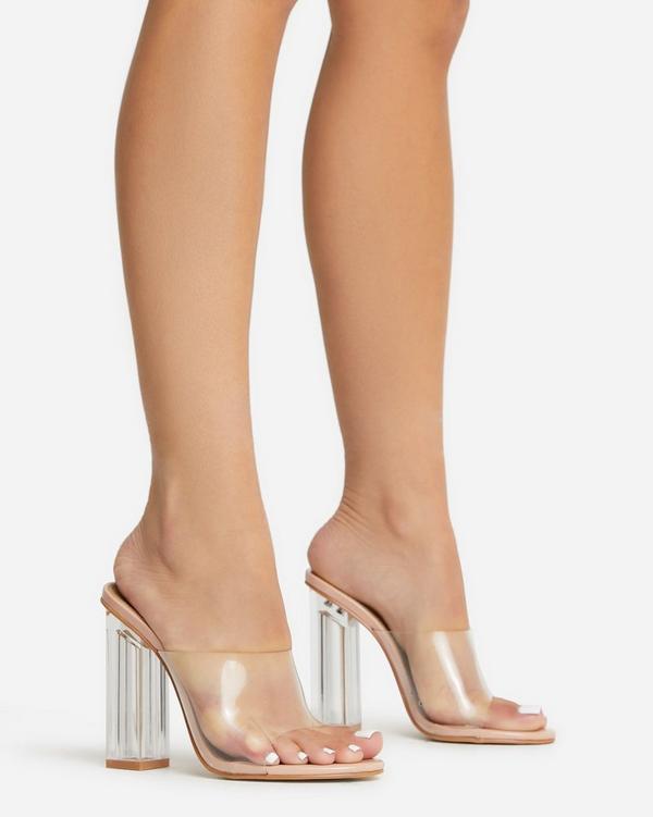 Cheap clear block on sale heels