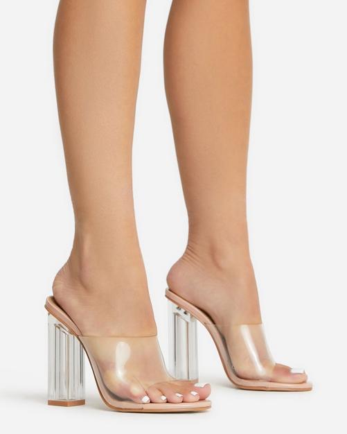 Clear pointed 2024 block heels