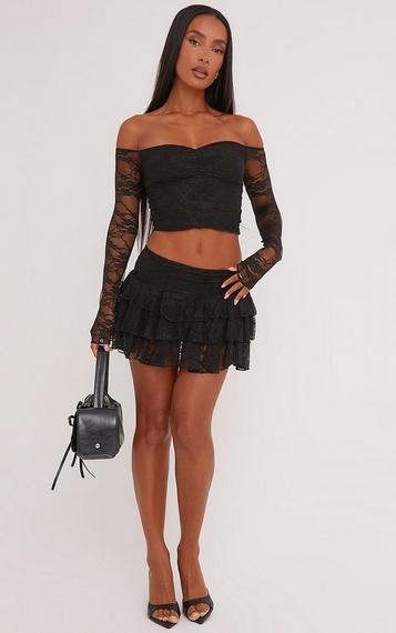 High Waist Maxi Skirt In Black Sheer Lace | EGO Shoes High Waist Maxi Skirt In Black Sheer Lace | EGO Shoes