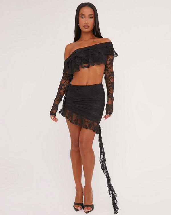 Ruched hotsell lace skirt