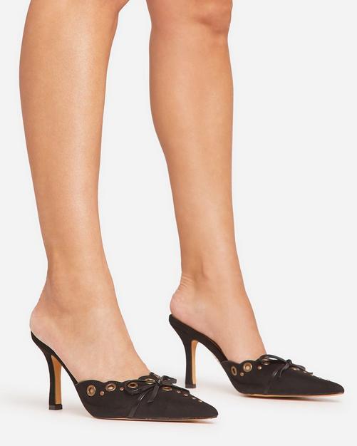 Black suede mule heel hotsell