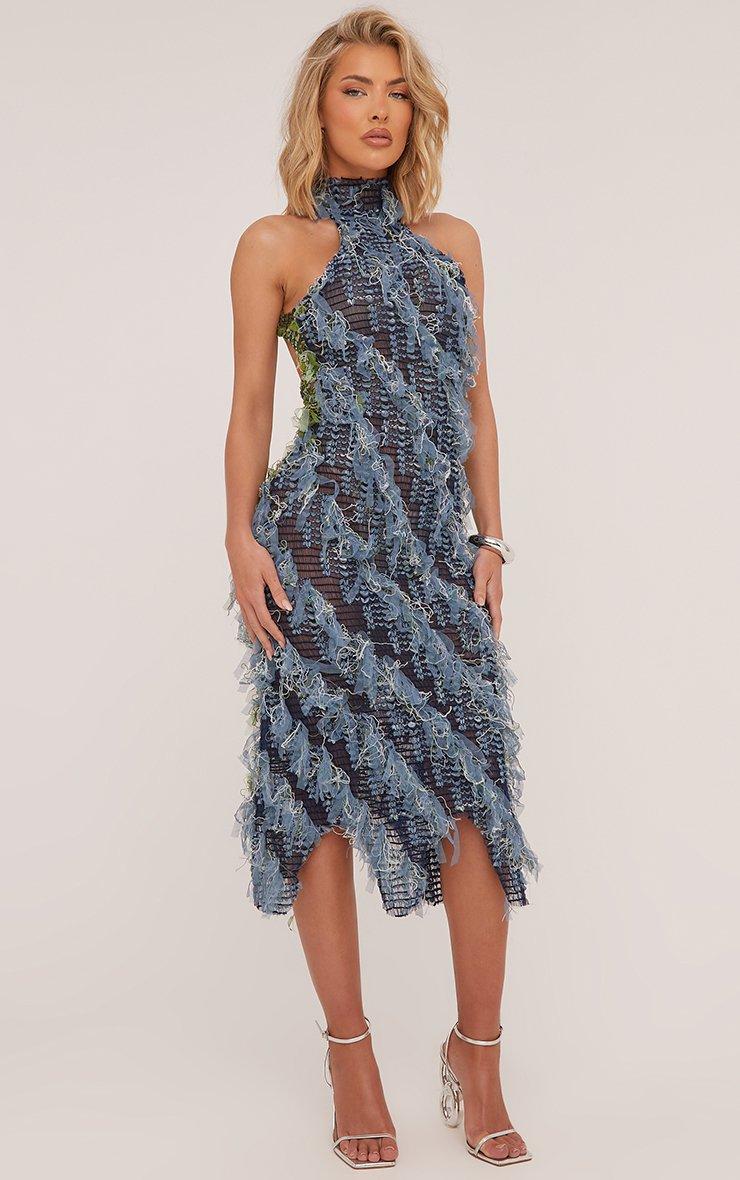 mini formal dress cocktail Ladivine 9245 Elegant Embellished Tulle A-line Mini Dress Sage / M