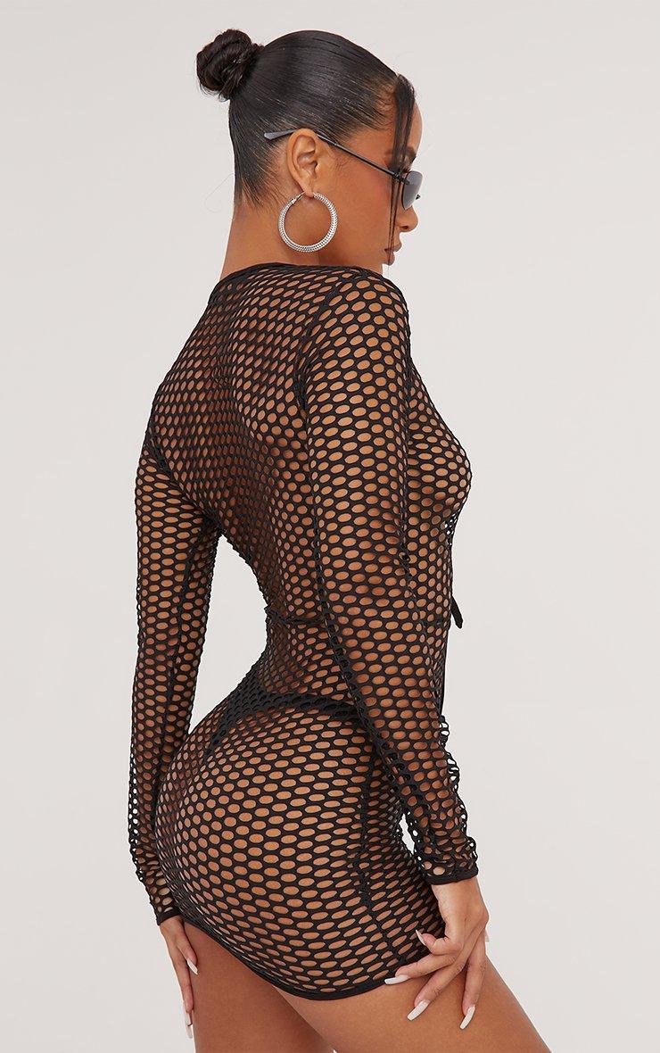 white christmas dresses Rhinestone Fishnet Dress with Inner layer – TrenBee main image 1