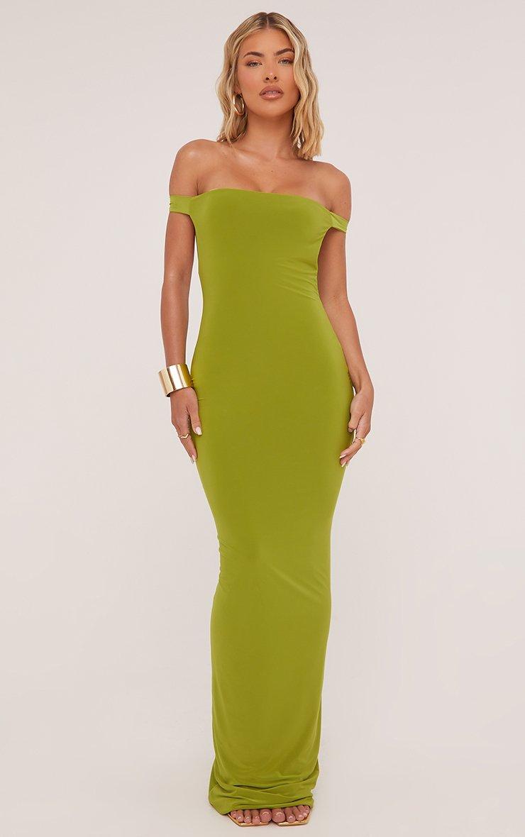 Bardot Ruched Bum Twisted Detail Maxi Dress In Green | EGO US | EGO