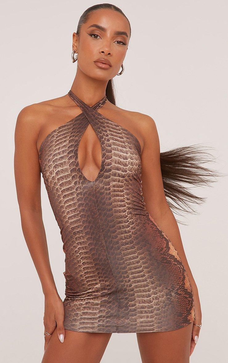 white christmas dresses Tia Maxi Dress: Elegant Black Snake Print Black / L main image 1