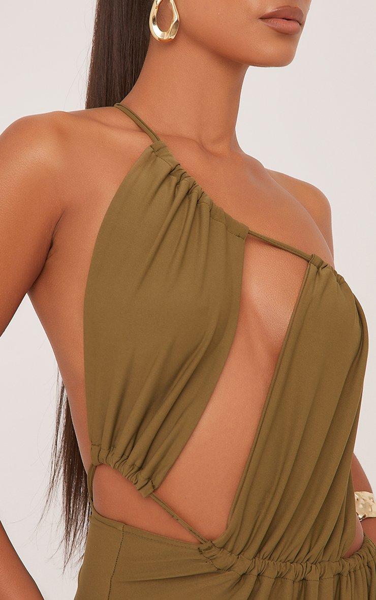 asymmetric neckline ruched cut out maxi dress Trendy, Chic Women's Clothing Boutique Fore Collection Asymmetric Neck Maxi Dress for Women, Grey, 91% Rayon, 9% Spandex, Hand Wash Cold Lane 201 main image 1